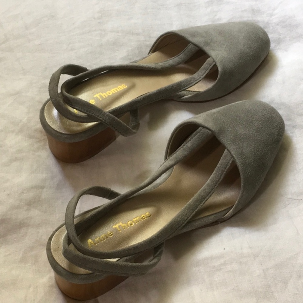 muted greyish blue suede shoes